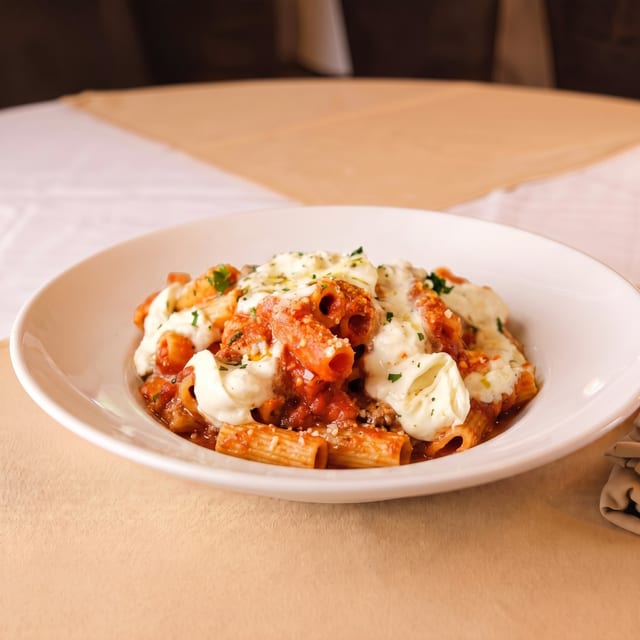 Rigatoni e Burrata.